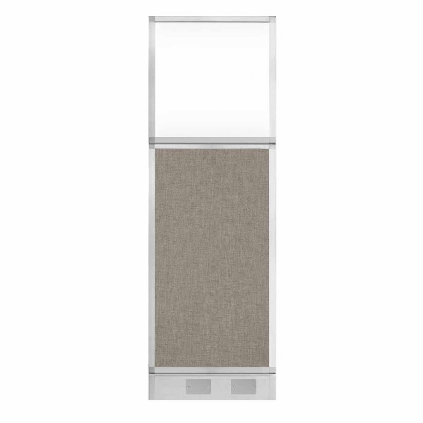 Versare Hush Panel Cubicle Partition 2' x 6' W/ Window Warm Pebble Fabric Clear Window W/ Cable Channel 1812560-2 - main